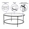 Merrick Lane Newbury Glass Coffee Table with Round Matte Gold Frame and Vertical Legs